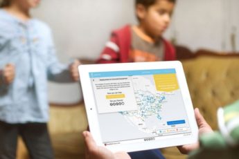 An iPad showing where autism services are located on a map of the United States