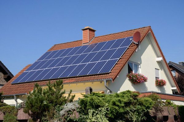 Solar panels on house