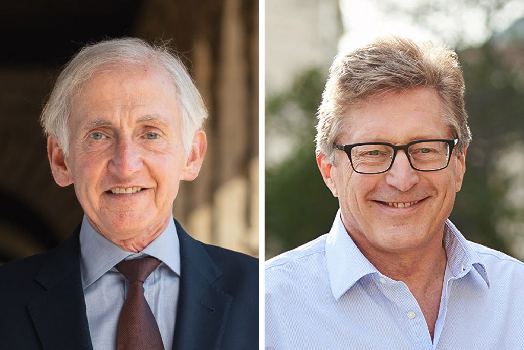 A side by side profile photo of Richard Saller and John Etchemendy.