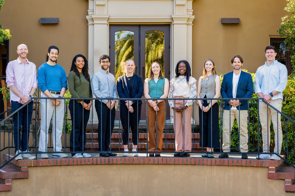 Three-Minute Thesis finalists posing at Stanford