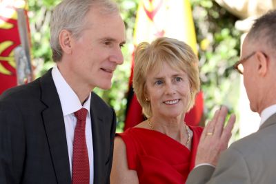 Close-up of Marc Tessier-Lavigne and Mary Hynes.