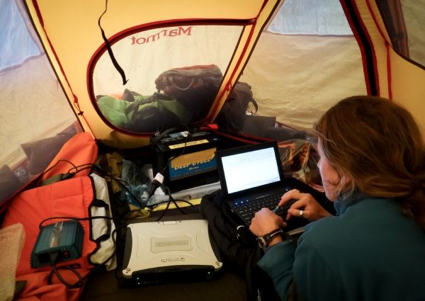 Lauren Oakes in tent 