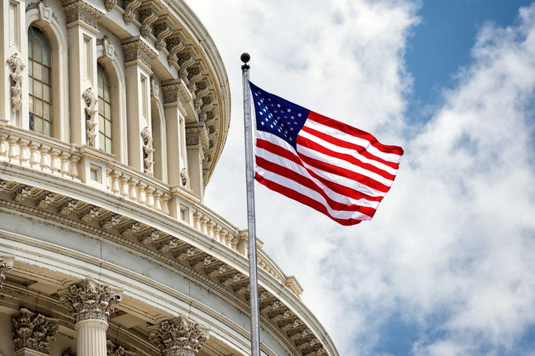 US flag and Capitol