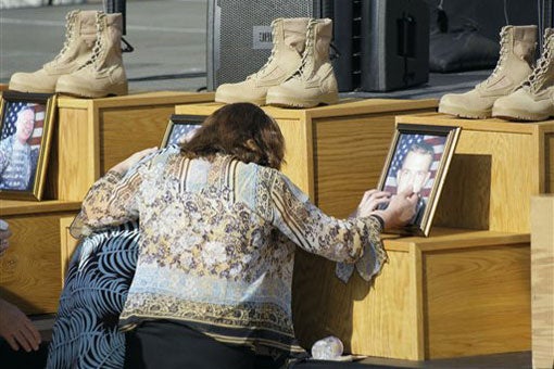 Family members of Fort Hood shooting victims at Nov. 10, 2009, memorial