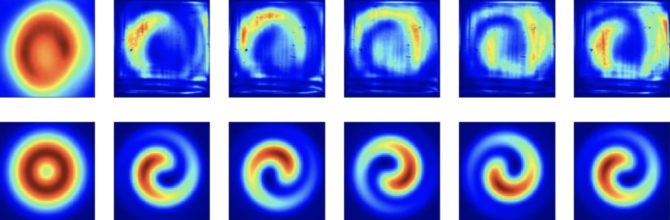 Still shots of the spirals show how the polarization is distributed over the beam.