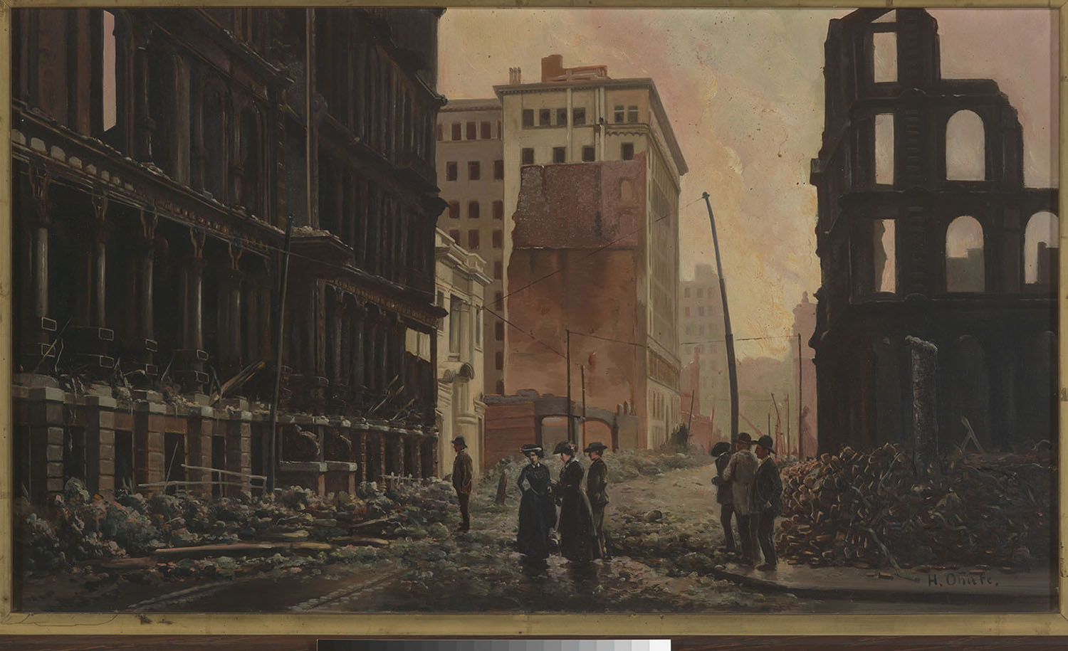 Oil on canvas painting, “Henry Onate, view of 1906 Earthquake, 1906.” 