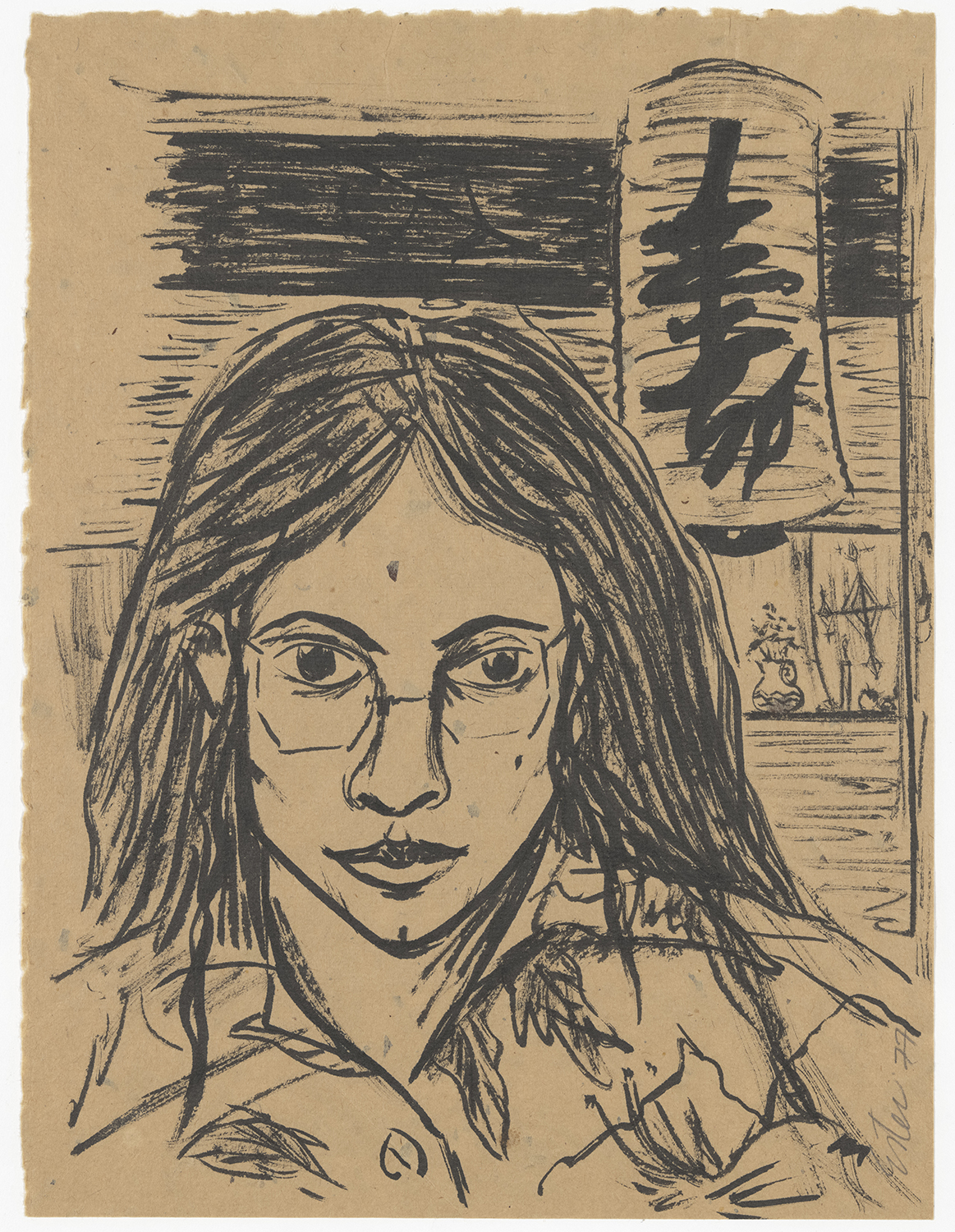 Ester Hernandez self-portrait sketch