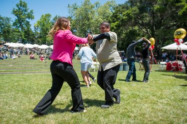 Isabel Alvarez-Valdez and Erick Ramirez salsa dancing