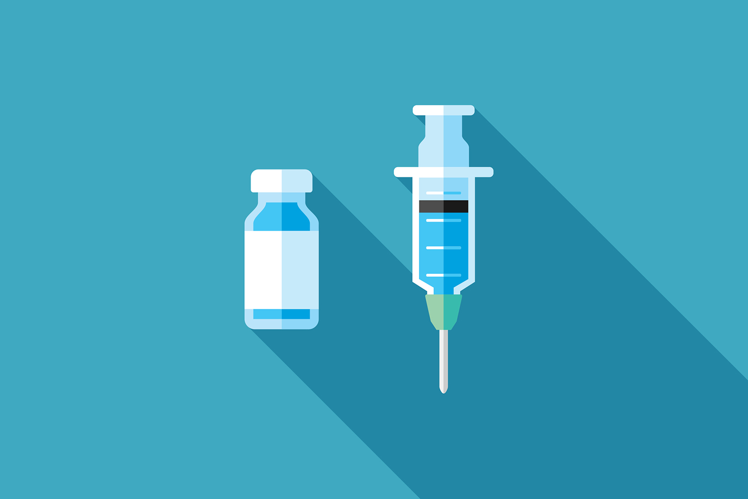 A vaccine vial and syringe illustration.