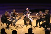 A quintet performs at the free concert in Bing Concert Hall