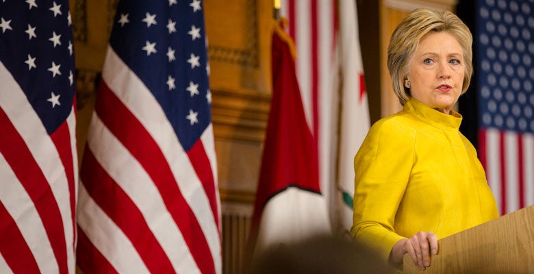 Hillary Clinton speaking at Stanford