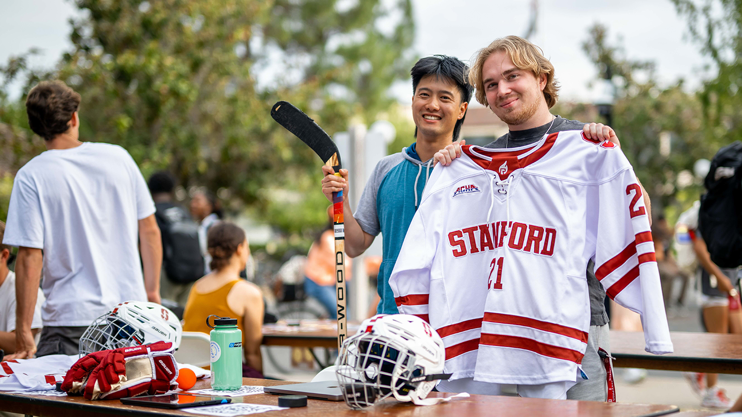 Image of Alex Li and Joshua Shunk of Stanford Club Ice Hockey.