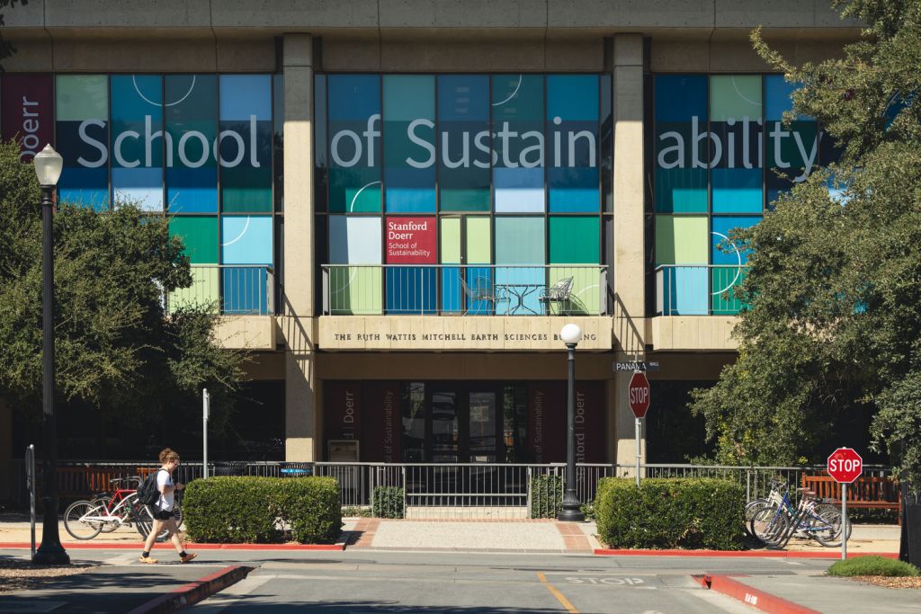 Exterior shot of the Doerr School of Sustainability at Stanford
