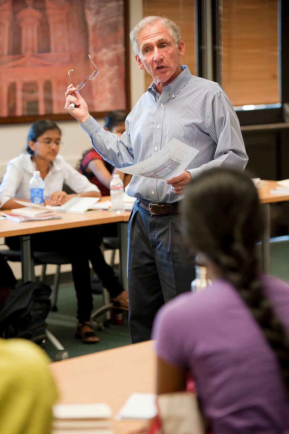 Dean Richard Saller teaching a class on Roman history.