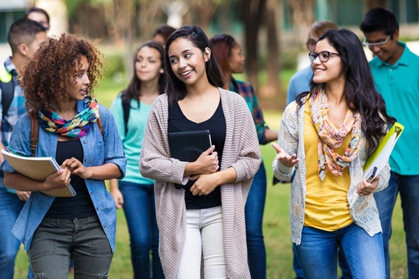 High school girls talking