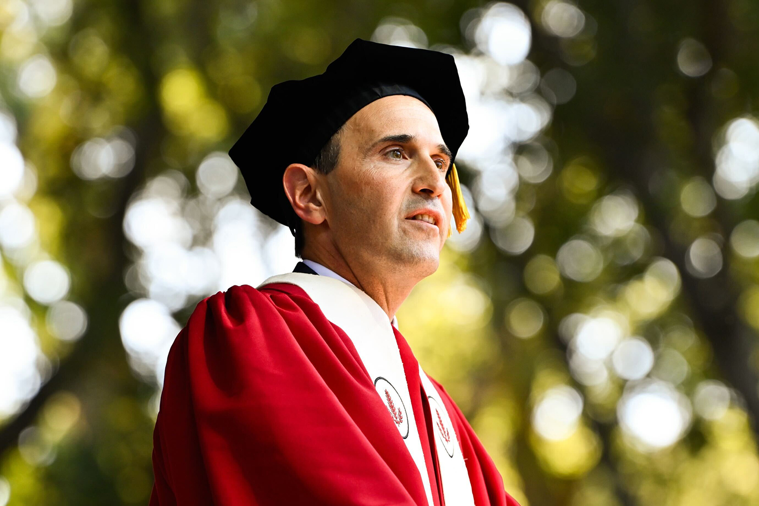 Pictured is President Jon Levin giving his address at his inauguration.