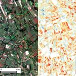 Image of maize farm plots in Western Kenya taken by Terra Bella satellites (left) and an agricultural yield map (right) generated from the same image using machine learning algorithms.