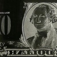 The image of United States President George Washington is seen on an engraving plate for a US one dollar bill.