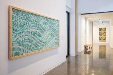Arashinoumi (Stormy Seas), 2023, by Stanford alum Ethan Estess is made from reclaimed commercial fishing rope on wood panel. Image courtesy of the artist.