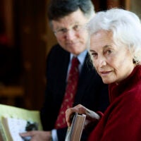 04/21/2008 Alumna and former U.S. Supreme Court justice Sandra Day O'Connor discussed ranching and Western life with students and affiliates of the Bill Lane Center for the Study of the North American West. She was joined by professor of history David Kennedy, left. O'Connor was on campus as the inaugural Rathbun Visiting Fellow.