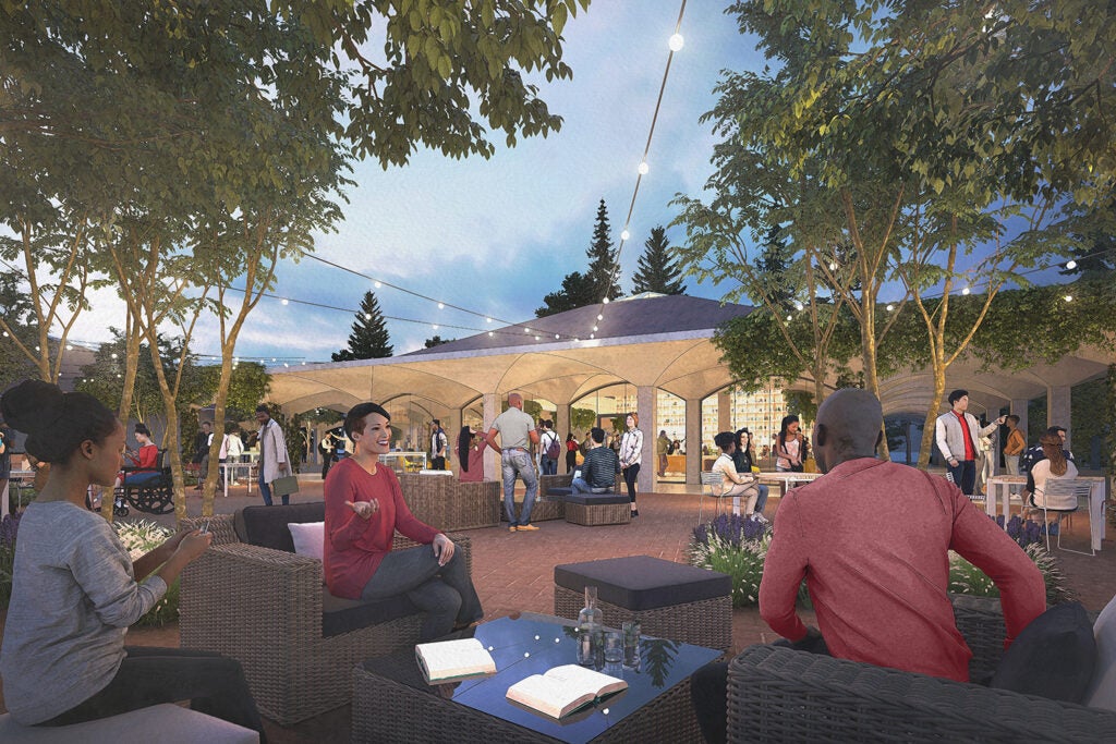 Conceptual rendering of outdoor gathering spot at Town Center