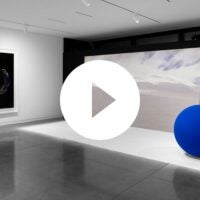 The installation of Stellar Axis at the Anderson Collection features an ultramarine-blue sphere representing the star Rigil Kentaurus.