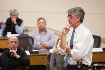 William Maloney talking to the Faculty Senate. / Photo: L.A. Cicero