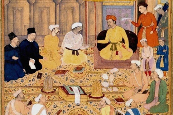 Mughal artwork of religious scholars engaging in discussion / Chester Beatty Library, Dublin