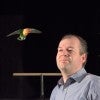 Lovebird flies near Prof. Lentink