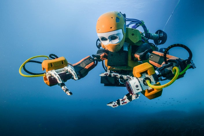 Robot explores underwater