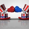 Boxing gloves in red, white and blue
