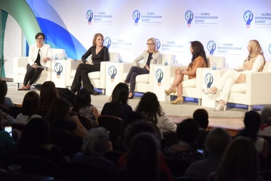 Women's Entrepreneurial Leadership panelists (left to right) Penny Pritzker, Ruth Porat, Ann H. Lamont, Nina Vaca, Nermin S'ad