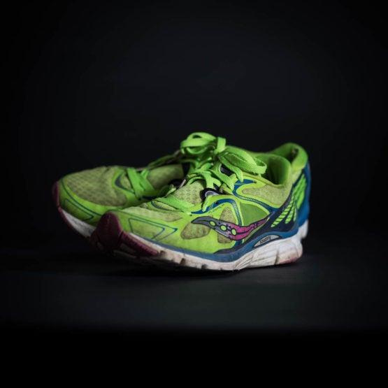 Green running shoes