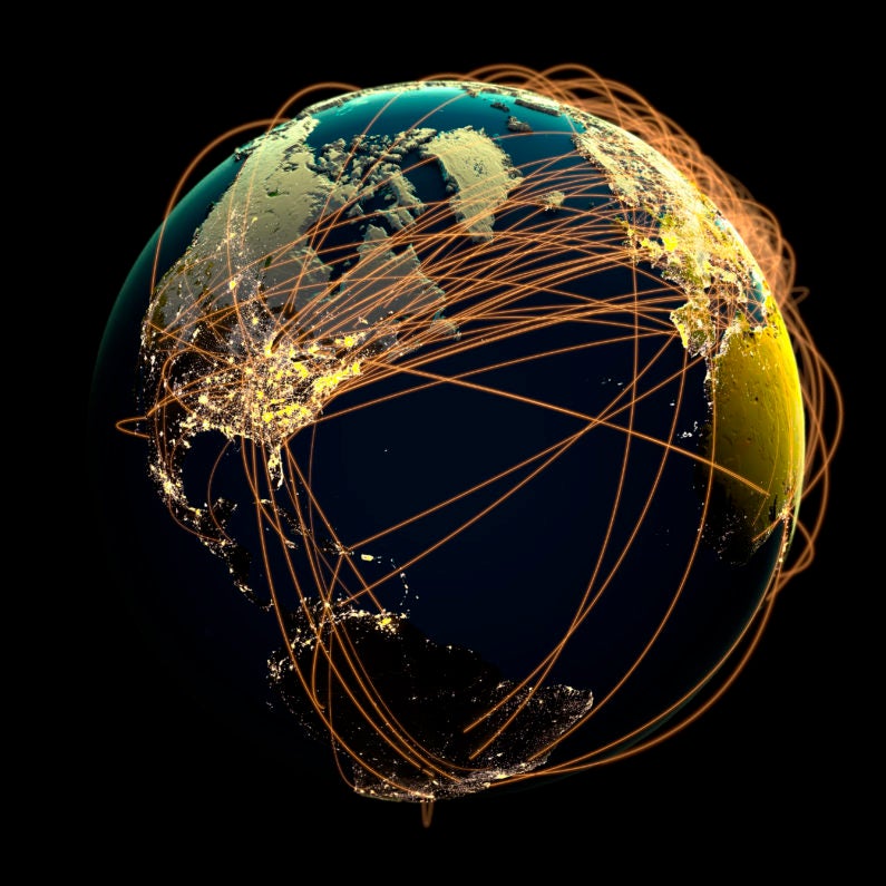 3D rendering of global communications