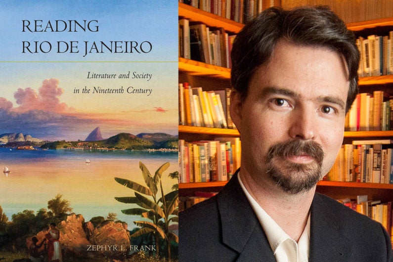 Professor Zephyr Frank and cover of his new book "Reading Rio de Janeiro"