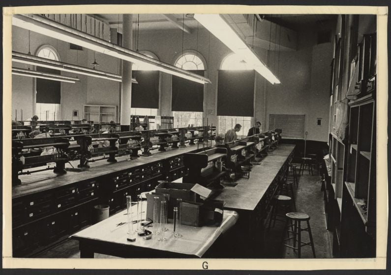 historic photo of chemistry classroom