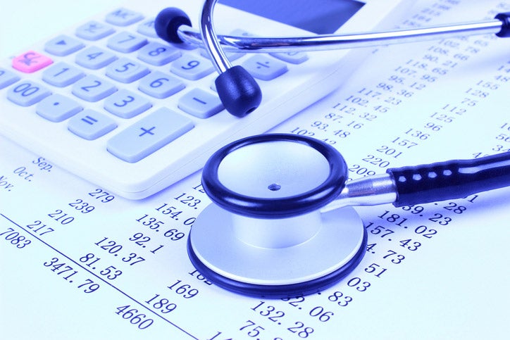 Expense sheets and stethoscope