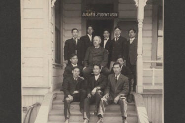 David Starr Jordan, the university's first president, with members of the Japanese Students Association, 1905