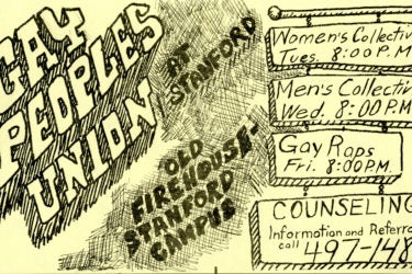 Poster from the 1970s promoting meetings of the Gay Peoples Union