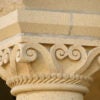 Architectural details of the sandstone arcades in the Main Quadrangle of Stanford University.