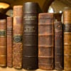 Leather-bound books from late professor of English Jay Fliegelman's collection of ‘association copies’ acquired by Green Library's Special Collections