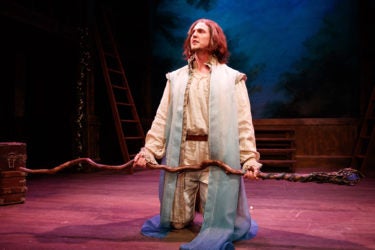Tim Schurz appears in the role of Prospero in a production of Shakespeare’s The Tempest.