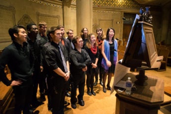 Students sing at Memorial Church
