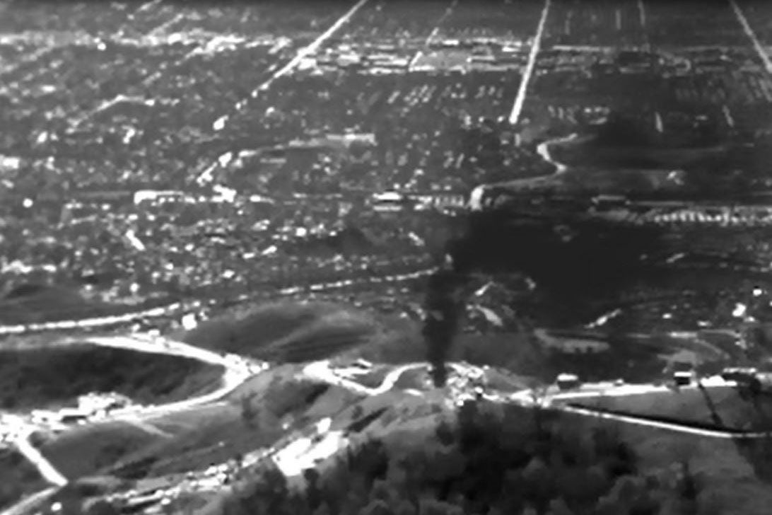 The 2015 Aliso Canyon methane gas leak in Southern California is shown in this image from an infrared camera. 