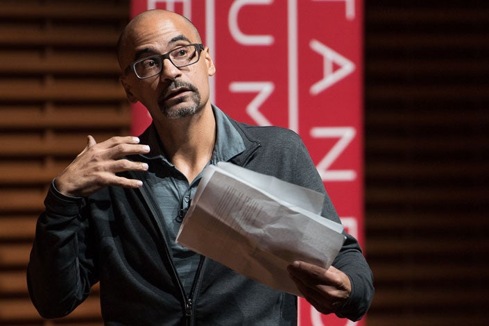 Junot Diaz delivering Presidential Lecture in the Humanities and Arts May 24, 2017