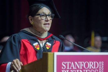 Penny Pritzker speaking at 2017 GSB Commencement