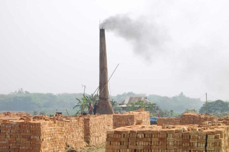 Bricks dry outside a kiln in Bangladesh.