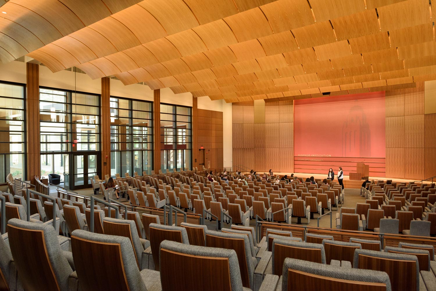 interior view auditorium in the Hoover Institution's Traitel Building