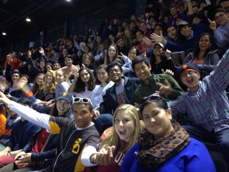 Students at Giants game.