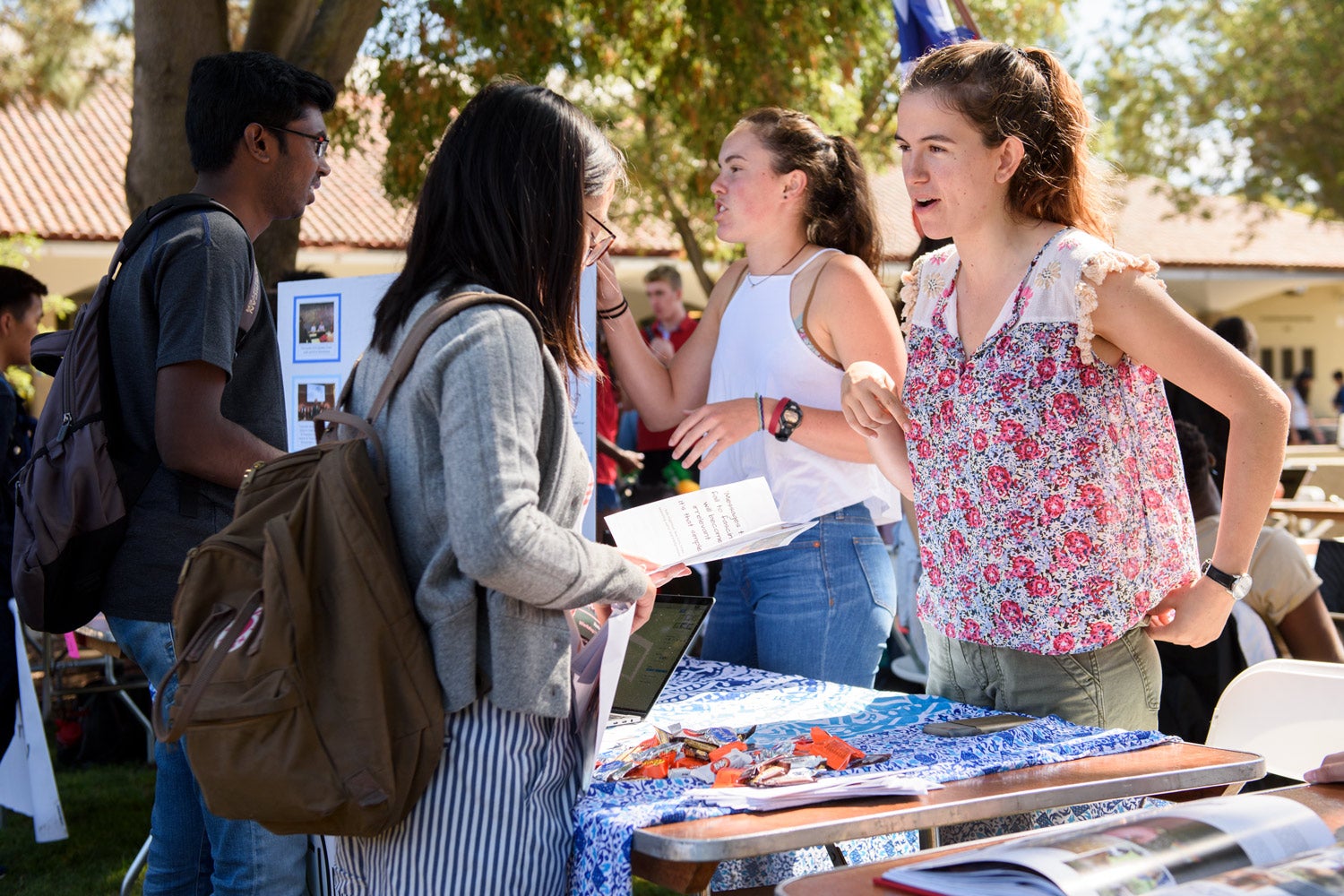 Grayson Melby, left, Recruitment and Outreach Officer, and Lisa Manzanete,right, Events and Programming Officer, from the Fascinate organization recruit at the 2017 Student Activities Fair